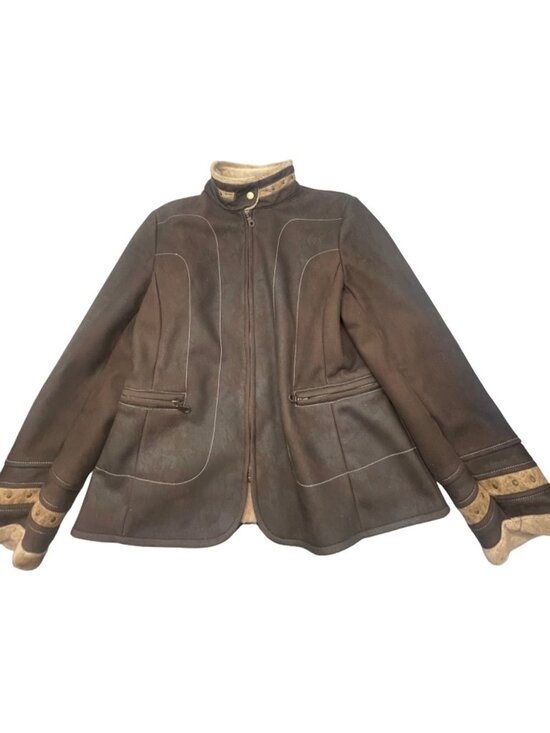 Kristen Blake Jackets & Blazers - kristen blake women's jacket brown collar zip embellished polyester medium READ